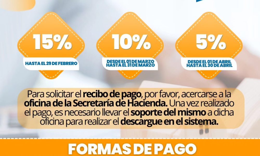 ¡No te pierdas el descuento del 15% en el Impuesto Predial de Paratebueno!