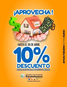 ¡Atención contribuyentes de Paratebueno! No pierdan la oportunidad de pagar el Impuesto Predial con un 10% de descuento